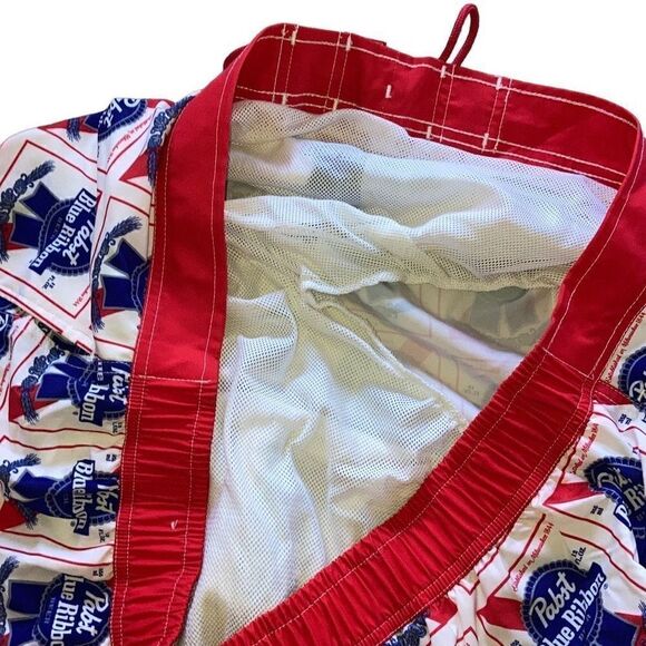 Pabst Blue Ribbon Beer PBR Size 3X Logo Branded Men’s Lined Swim Trunks AOP - Picture 5 of 6